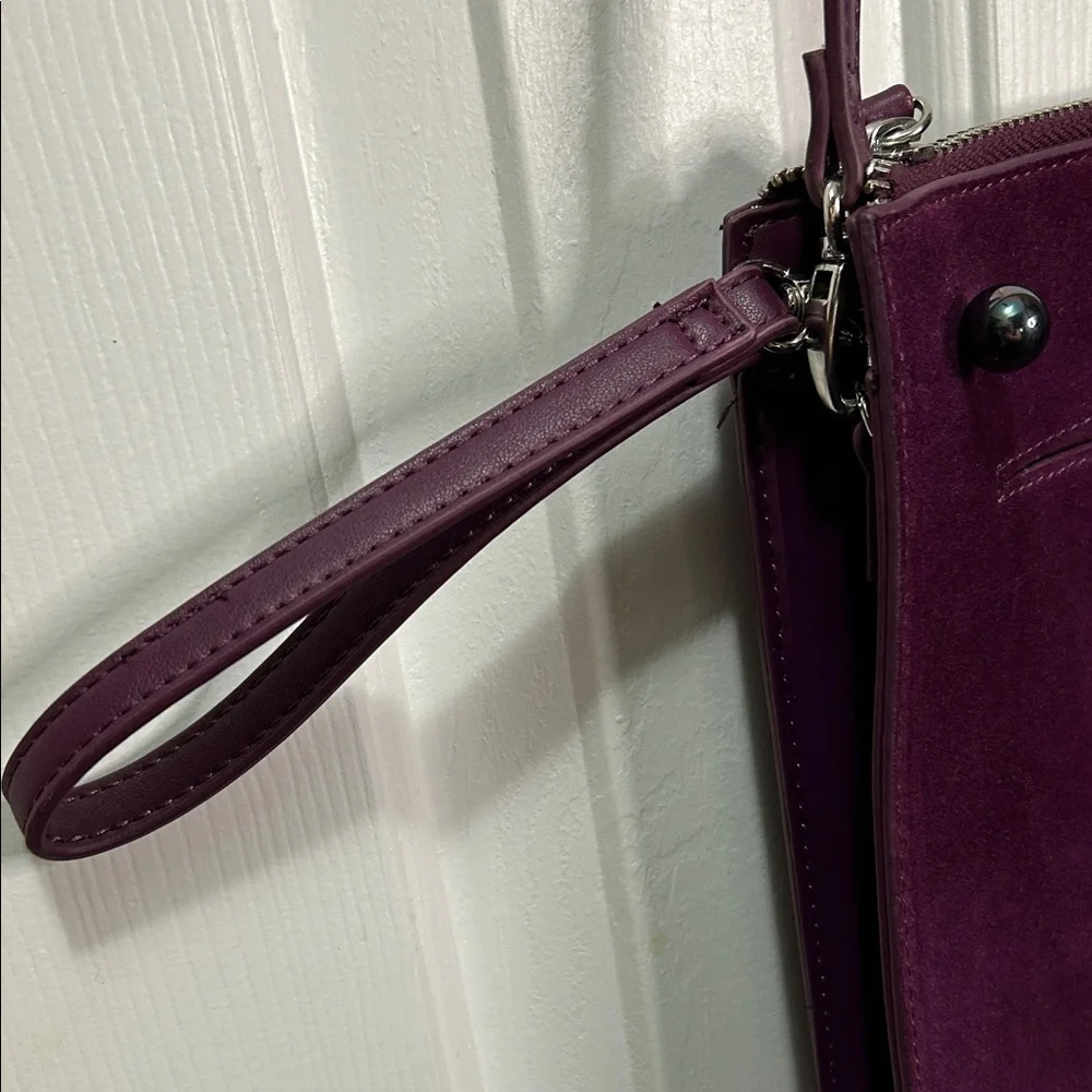 White House Black Market Purple Suede Crossbody Bag with Convertible Wristlet